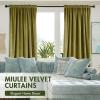 MIULEE Olive Green Velvet Curtains Thermal Insulated Blackout Curtain Drapes for Bedroom Living Room Darkening 84 Inches Long Curtains Panels Rod Pocket Set of 2(Moss Green)