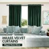 MIULEE Olive Green Velvet Curtains Thermal Insulated Blackout Curtain Drapes for Bedroom Living Room Darkening 84 Inches Long Curtains Panels Rod Pocket Set of 2(Emerald Green)