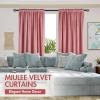 MIULEE Olive Green Velvet Curtains Thermal Insulated Blackout Curtain Drapes for Bedroom Living Room Darkening 84 Inches Long Curtains Panels Rod Pocket Set of 2(Blush Pink)