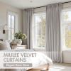 MIULEE Olive Green Velvet Curtains Thermal Insulated Blackout Curtain Drapes for Bedroom Living Room Darkening 84 Inches Long Curtains Panels Rod Pocket Set of 2(Silver)