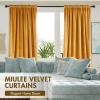 MIULEE Olive Green Velvet Curtains Thermal Insulated Blackout Curtain Drapes for Bedroom Living Room Darkening 84 Inches Long Curtains Panels Rod Pocket Set of 2(Mustard Yellow)