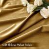 MIULEE Olive Green Velvet Curtains Thermal Insulated Blackout Curtain Drapes for Bedroom Living Room Darkening 84 Inches Long Curtains Panels Rod Pocket Set of 2(Gold)