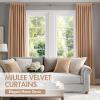 MIULEE Olive Green Velvet Curtains Thermal Insulated Blackout Curtain Drapes for Bedroom Living Room Darkening 84 Inches Long Curtains Panels Rod Pocket Set of 2(Blush Beige)