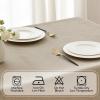 MIULEE Orange Thick Polyester Linen Rectangle Tablecloth with Decorative Cutouts Waterproof Stain Resistant Table Cloth Spring Boho Fall Table Cover for Dining Party Wedding, 70 x 52 inch(Beige)