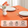 MIULEE Orange Thick Polyester Linen Rectangle Tablecloth with Decorative Cutouts Waterproof Stain Resistant Table Cloth Spring Boho Fall Table Cover for Dining Party Wedding, 70 x 52 inch(Burnt Orange)