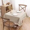 MIULEE Orange Thick Polyester Linen Rectangle Tablecloth with Decorative Cutouts Waterproof Stain Resistant Table Cloth Spring Boho Fall Table Cover for Dining Party Wedding, 70 x 52 inch(Natural)
