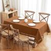 MIULEE Orange Thick Polyester Linen Rectangle Tablecloth with Decorative Cutouts Waterproof Stain Resistant Table Cloth Spring Boho Fall Table Cover for Dining Party Wedding, 70 x 52 inch(Brown)