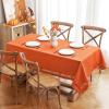 MIULEE Orange Thick Polyester Linen Rectangle Tablecloth with Decorative Cutouts Waterproof Stain Resistant Table Cloth Spring Boho Fall Table Cover for Dining Party Wedding, 70 x 52 inch(Burnt Orange)