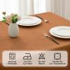 MIULEE Orange Thick Polyester Linen Rectangle Tablecloth with Decorative Cutouts Waterproof Stain Resistant Table Cloth Spring Boho Fall Table Cover for Dining Party Wedding, 70 x 52 inch(Brown)