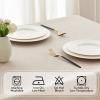 MIULEE Orange Thick Polyester Linen Rectangle Tablecloth with Decorative Cutouts Waterproof Stain Resistant Table Cloth Spring Boho Fall Table Cover for Dining Party Wedding, 70 x 52 inch(Natural)