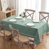 MIULEE Orange Thick Polyester Linen Rectangle Tablecloth with Decorative Cutouts Waterproof Stain Resistant Table Cloth Spring Boho Fall Table Cover for Dining Party Wedding, 70 x 52 inch(Mint Green)
