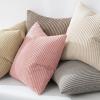 MIULEE Pack of 2 Burnt Orange Pillow Covers 18×18 Inch Soft Boho Striped Corduroy Throw Pillow Covers Set Decorative Square Cushion Cases Pillowcases for Sofa Bedroom Couch(Pink)