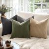 MIULEE Pack of 2 Burnt Orange Pillow Covers 18×18 Inch Soft Boho Striped Corduroy Throw Pillow Covers Set Decorative Square Cushion Cases Pillowcases for Sofa Bedroom Couch(Olive Green)