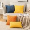 MIULEE Pack of 2 Burnt Orange Pillow Covers 18×18 Inch Soft Boho Striped Corduroy Throw Pillow Covers Set Decorative Square Cushion Cases Pillowcases for Sofa Bedroom Couch(Golden Yellow)