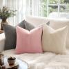 MIULEE Pack of 2 Burnt Orange Pillow Covers 18×18 Inch Soft Boho Striped Corduroy Throw Pillow Covers Set Decorative Square Cushion Cases Pillowcases for Sofa Bedroom Couch(Pink)