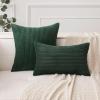 MIULEE Pack of 2 Burnt Orange Pillow Covers 18×18 Inch Soft Boho Striped Corduroy Throw Pillow Covers Set Decorative Square Cushion Cases Pillowcases for Sofa Bedroom Couch(Army Green)