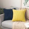 MIULEE Pack of 2 Burnt Orange Pillow Covers 18×18 Inch Soft Boho Striped Corduroy Throw Pillow Covers Set Decorative Square Cushion Cases Pillowcases for Sofa Bedroom Couch(Dark Blue)