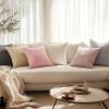 MIULEE Pack of 2 Burnt Orange Pillow Covers 18×18 Inch Soft Boho Striped Corduroy Throw Pillow Covers Set Decorative Square Cushion Cases Pillowcases for Sofa Bedroom Couch(Pink)