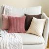 MIULEE Pack of 2 Burnt Orange Pillow Covers 18×18 Inch Soft Boho Striped Corduroy Throw Pillow Covers Set Decorative Square Cushion Cases Pillowcases for Sofa Bedroom Couch(Cranberry Red)