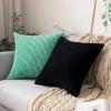 MIULEE Pack of 2 Burnt Orange Pillow Covers 18×18 Inch Soft Boho Striped Corduroy Throw Pillow Covers Set Decorative Square Cushion Cases Pillowcases for Sofa Bedroom Couch(Black)