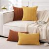 MIULEE Pack of 2 Burnt Orange Pillow Covers 18×18 Inch Soft Boho Striped Corduroy Throw Pillow Covers Set Decorative Square Cushion Cases Pillowcases for Sofa Bedroom Couch(Dark Rust)