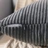 MIULEE Pack of 2 Burnt Orange Pillow Covers 18×18 Inch Soft Boho Striped Corduroy Throw Pillow Covers Set Decorative Square Cushion Cases Pillowcases for Sofa Bedroom Couch(Grey)