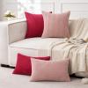MIULEE Pack of 2 Burnt Orange Pillow Covers 18×18 Inch Soft Boho Striped Corduroy Throw Pillow Covers Set Decorative Square Cushion Cases Pillowcases for Sofa Bedroom Couch(Blush Pink)