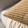 MIULEE Pack of 2 Burnt Orange Pillow Covers 18×18 Inch Soft Boho Striped Corduroy Throw Pillow Covers Set Decorative Square Cushion Cases Pillowcases for Sofa Bedroom Couch(Khaki)