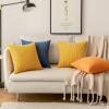MIULEE Pack of 2 Burnt Orange Pillow Covers 18×18 Inch Soft Boho Striped Corduroy Throw Pillow Covers Set Decorative Square Cushion Cases Pillowcases for Sofa Bedroom Couch(Mustard Yellow)