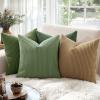 MIULEE Pack of 2 Burnt Orange Pillow Covers 18×18 Inch Soft Boho Striped Corduroy Throw Pillow Covers Set Decorative Square Cushion Cases Pillowcases for Sofa Bedroom Couch(Moss Green)