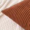 MIULEE Pack of 2 Burnt Orange Pillow Covers 18×18 Inch Soft Boho Striped Corduroy Throw Pillow Covers Set Decorative Square Cushion Cases Pillowcases for Sofa Bedroom Couch(Dark Rust)