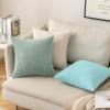 MIULEE Pack of 2 Burnt Orange Pillow Covers 18×18 Inch Soft Boho Striped Corduroy Throw Pillow Covers Set Decorative Square Cushion Cases Pillowcases for Sofa Bedroom Couch(Greyish Green)