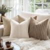 MIULEE Pack of 2 Burnt Orange Pillow Covers 18×18 Inch Soft Boho Striped Corduroy Throw Pillow Covers Set Decorative Square Cushion Cases Pillowcases for Sofa Bedroom Couch(Cream White)