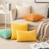 MIULEE Pack of 2 Burnt Orange Pillow Covers 18×18 Inch Soft Boho Striped Corduroy Throw Pillow Covers Set Decorative Square Cushion Cases Pillowcases for Sofa Bedroom Couch(Golden Yellow)