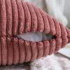MIULEE Pack of 2 Burnt Orange Pillow Covers 18×18 Inch Soft Boho Striped Corduroy Throw Pillow Covers Set Decorative Square Cushion Cases Pillowcases for Sofa Bedroom Couch(Cranberry Red)