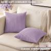 MIULEE Pack of 2 Burnt Orange Pillow Covers 18×18 Inch Soft Boho Striped Corduroy Throw Pillow Covers Set Decorative Square Cushion Cases Pillowcases for Sofa Bedroom Couch(Lavender)