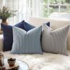 MIULEE Pack of 2 Burnt Orange Pillow Covers 18×18 Inch Soft Boho Striped Corduroy Throw Pillow Covers Set Decorative Square Cushion Cases Pillowcases for Sofa Bedroom Couch(Dusty Blue)