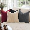 MIULEE Pack of 2 Burnt Orange Pillow Covers 18×18 Inch Soft Boho Striped Corduroy Throw Pillow Covers Set Decorative Square Cushion Cases Pillowcases for Sofa Bedroom Couch(Burgundy)