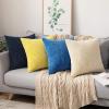 MIULEE Pack of 2 Burnt Orange Pillow Covers 18×18 Inch Soft Boho Striped Corduroy Throw Pillow Covers Set Decorative Square Cushion Cases Pillowcases for Sofa Bedroom Couch(Dark Blue)