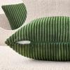 MIULEE Pack of 2 Burnt Orange Pillow Covers 18×18 Inch Soft Boho Striped Corduroy Throw Pillow Covers Set Decorative Square Cushion Cases Pillowcases for Sofa Bedroom Couch(Moss Green)