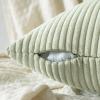 MIULEE Pack of 2 Burnt Orange Pillow Covers 18×18 Inch Soft Boho Striped Corduroy Throw Pillow Covers Set Decorative Square Cushion Cases Pillowcases for Sofa Bedroom Couch(Light Green)