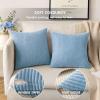 MIULEE Pack of 2 Burnt Orange Pillow Covers 18×18 Inch Soft Boho Striped Corduroy Throw Pillow Covers Set Decorative Square Cushion Cases Pillowcases for Sofa Bedroom Couch(Baby Boy Blue)