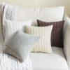 MIULEE Pack of 2 Burnt Orange Pillow Covers 18×18 Inch Soft Boho Striped Corduroy Throw Pillow Covers Set Decorative Square Cushion Cases Pillowcases for Sofa Bedroom Couch(Silver Grey)