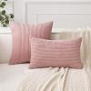 MIULEE Pack of 2 Burnt Orange Pillow Covers 18×18 Inch Soft Boho Striped Corduroy Throw Pillow Covers Set Decorative Square Cushion Cases Pillowcases for Sofa Bedroom Couch(Blush Pink)