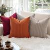 MIULEE Pack of 2 Burnt Orange Pillow Covers 18×18 Inch Soft Boho Striped Corduroy Throw Pillow Covers Set Decorative Square Cushion Cases Pillowcases for Sofa Bedroom Couch(Rust)
