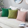 MIULEE Pack of 2 Burnt Orange Pillow Covers 18×18 Inch Soft Boho Striped Corduroy Throw Pillow Covers Set Decorative Square Cushion Cases Pillowcases for Sofa Bedroom Couch(Grass Green)