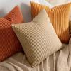 MIULEE Pack of 2 Burnt Orange Pillow Covers 18×18 Inch Soft Boho Striped Corduroy Throw Pillow Covers Set Decorative Square Cushion Cases Pillowcases for Sofa Bedroom Couch(Rust)