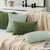 MIULEE Pack of 2 Burnt Orange Pillow Covers 18×18 Inch Soft Boho Striped Corduroy Throw Pillow Covers Set Decorative Square Cushion Cases Pillowcases for Sofa Bedroom Couch(Light Green)