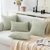 MIULEE Pack of 2 Burnt Orange Pillow Covers 18×18 Inch Soft Boho Striped Corduroy Throw Pillow Covers Set Decorative Square Cushion Cases Pillowcases for Sofa Bedroom Couch(Light Green)