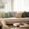 MIULEE Pack of 2 Burnt Orange Pillow Covers 18×18 Inch Soft Boho Striped Corduroy Throw Pillow Covers Set Decorative Square Cushion Cases Pillowcases for Sofa Bedroom Couch(Sage Green)